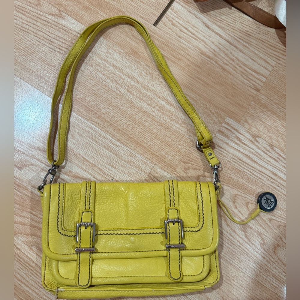 Vibrant Yellow Leather Shoulder Bag